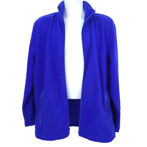 Knocker Polar Fleece Jacket Full Zip Mens Sz L Blue Long Sleeve Pockets - Picture 2 of 9